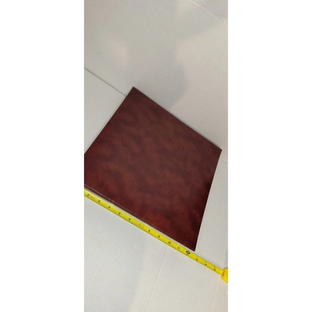 VTG Faux Leather Gold Maroon Fold Out Photo Card Collection Album Clear Sleeves